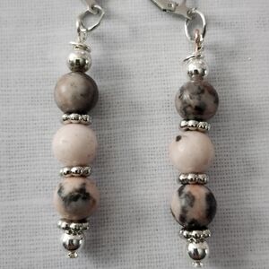 Pierced Drop Earrings with Lever Backs Jasper Stone Handcrafted
